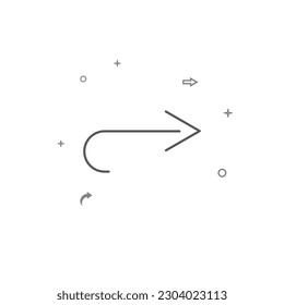 Return right arrow simple vector line icon. Symbol, pictogram, sign isolated on white background. Editable stroke. Adjust line weight.