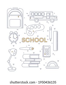 Return to school set, return to school concept, back to school web site