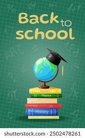 return to school vector banner. Background design with elements of educational accessories. Design for poster, wallpaper, website and cover template. Vector illustration