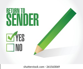 return to sender check mark concept illustration design over white