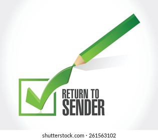 return to sender check mark concept illustration design over white