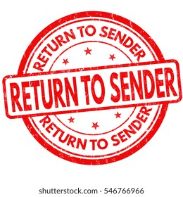 Return to sender red grunge rubber stamp on white background, vector illustration