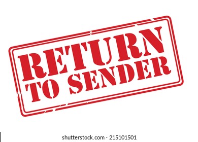 RETURN TO SENDER red rubber stamp vector over a white background.