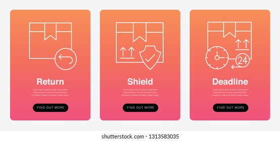 Return, Shield, Deadline, New And Modern Trends. Can Use For Marketing And Promotion, Web, Mobile, Infographics, Editorial, Commercial Use And Others. Vector. 