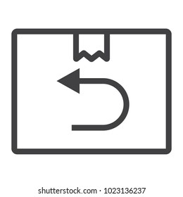 Return shipping line icon, logistic and delivery, cardboard box sign vector graphics, a linear pattern on a white background, eps 10.