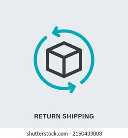 Return shipping linear isolated icon. Vector outline pictogram of box with arrows