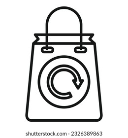 Vector de contorno de icono del bolso de la tienda. Casilla. Entrega de servicios