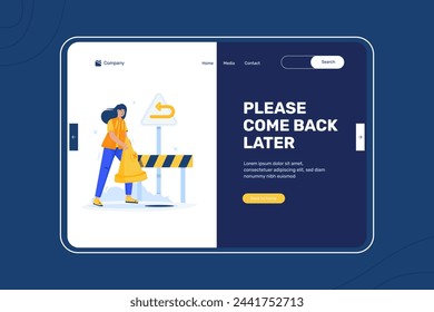 Return sign error message website illustration on landing page design