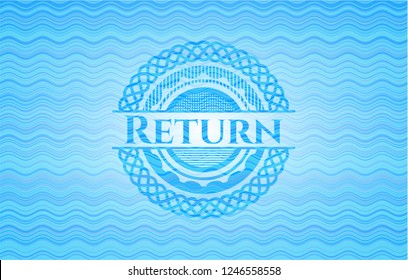 Return sky blue water style emblem.