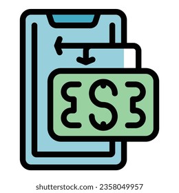 Return smartphone icon outline vector. Product service. Delivery shipment color flat