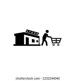 Return from the store - shopper men icon - black