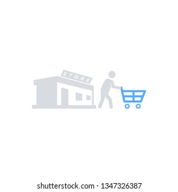 Return from the store - shopper men icon - vector