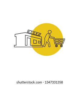 Return from the store - shopper men icon - vector