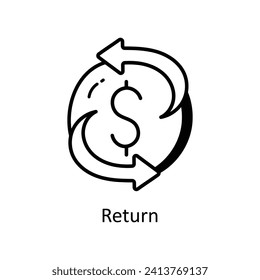 Return vector  outline doodle Design illustration. Symbol on White background EPS 10 File