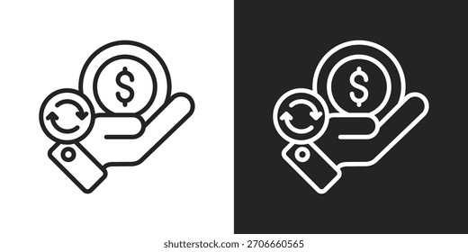 Icono De Rendimiento De Devolución En Estilo De Línea En Blanco Y Negro