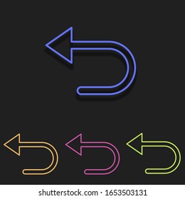 returned arrow icons. Simple outline vector of multicolor set for UI and UX, website or mobile application