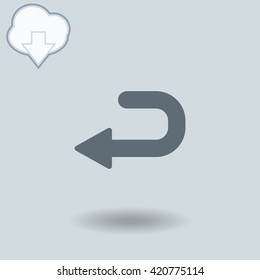 Returned icon with shadow. Cloud of download with arrow.