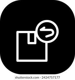 Icono de servicios de entrega de paquete devuelto con estilo de contorno de línea rellena negra. paquete, devolución, entrega, caja, paquete, envío, tienda. Ilustración vectorial