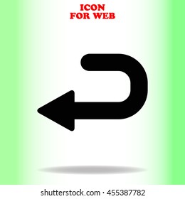 Returned web icon. Black illustration on white background