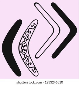 returning boomerang vector silhouette isolated
