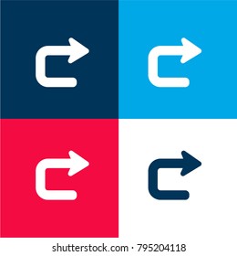 Returning right arrow four color material and minimal icon logo set in red and blue