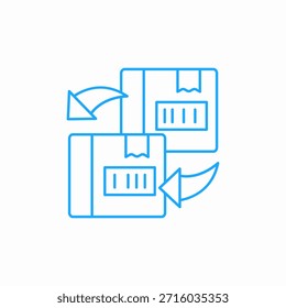 Devolución de cajas de envío icono signo Vector