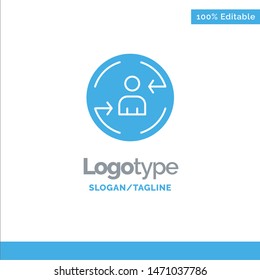 Returning, Visitor, Digital, Marketing Blue Solid Logo Template. Place for Tagline. Vector Icon Template background