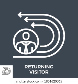Returning Visitor Thin Line Vector Icon Isolated on the Black Background.