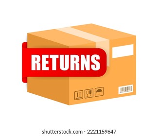 Returns box, great design for any purposes. Vector concept. Courier service delivery