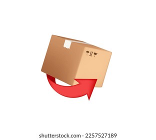 Returns box, great design for any purposes. Vector 3D concept. Courier service delivery
