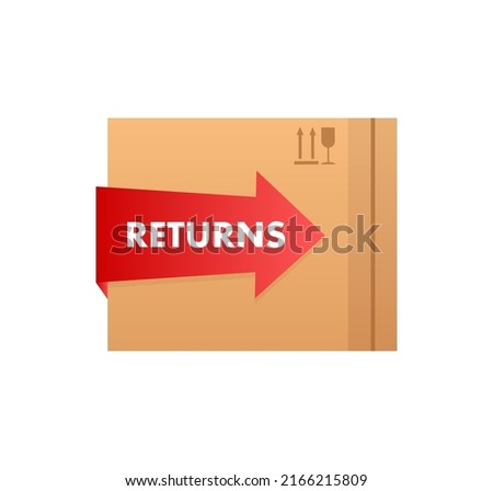 Returns box, great design for any purposes. Vector concept. Courier service delivery