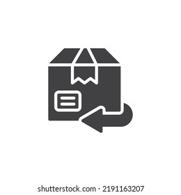 Returns box vector icon. filled flat sign for mobile concept and web design. Parcel shipping glyph icon. Symbol, logo illustration. Vector graphics