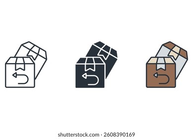 returns icons isolated on White Background. Flat style design