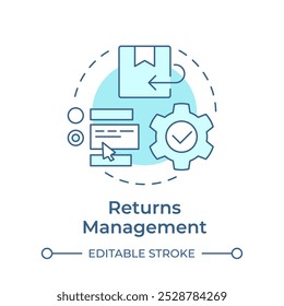 Returns management soft blue concept icon. Reverse logistics type. Product return. Business operations. Round shape line illustration. Abstract idea. Graphic design. Easy to use in article