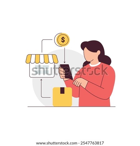 Returns and Purchase Refunding. Online shopping concept illustration