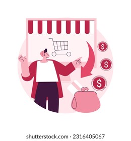 Returns and refunds abstract concept vector illustration. Shopping help, online purchase information, return goods, website menu bar, package, canceled order, bank transfer abstract metaphor.
