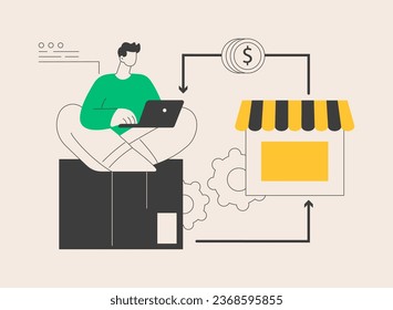 Returns and refunds abstract concept vector illustration. Shopping help, online purchase information, return goods, website menu bar, package, canceled order, bank transfer abstract metaphor.