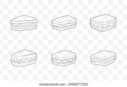 Reuben Sandwich Line Art Vector Set with Detailed Illustrations and Premium Quality Graphics for Creative Projects