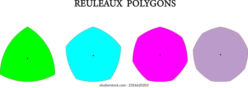 Reuleaux polygons , regular polygons , Reuleaux triangle .Vector illustration