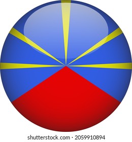 Reunion 3D Rounded Country Flag Icon