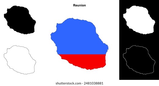 Reunion blank outline map set