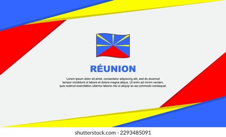 Reunion Flag Abstract Background Design Template. Reunion Independence Day Banner Cartoon Vector Illustration