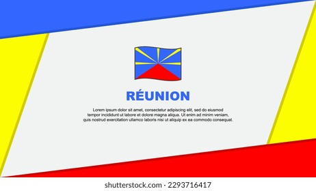 Reunion Flag Abstract Background Design Template. Reunion Independence Day Banner Cartoon Vector Illustration. Banner