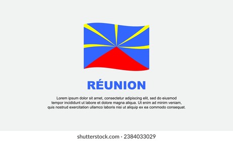 Plantilla de diseño de fondo de resumen de bandera de reunión. Cartel del Día de la Independencia de Reunión Ilustración del Vector de Medios Sociales. Antecedentes