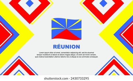 Reunion Flag Abstract Background Design Template. Reunion Independence Day Banner Wallpaper Vector Illustration. Independence Day
