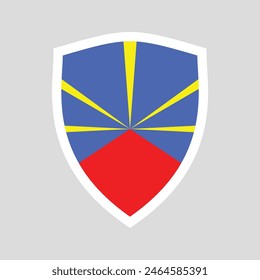 Reunion Flag in Shield Shape Frame