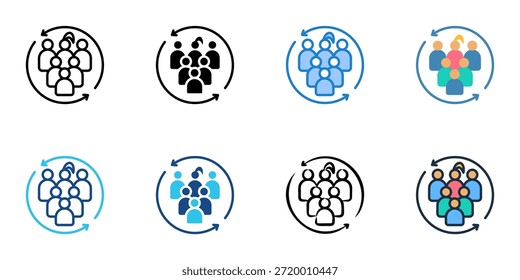 Reunion icons set multiple style collection. Editable stroke 
