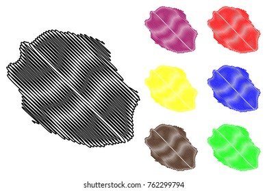 Reunion island map vector illustration, scribble sketch Le Reunion
