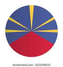 Reunion national flag. Coutry identity. Circle flag badge