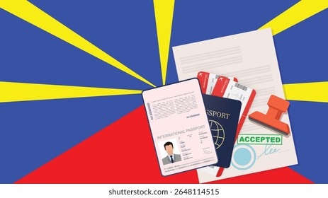 Reunion Passport and Travel Documents Illustration